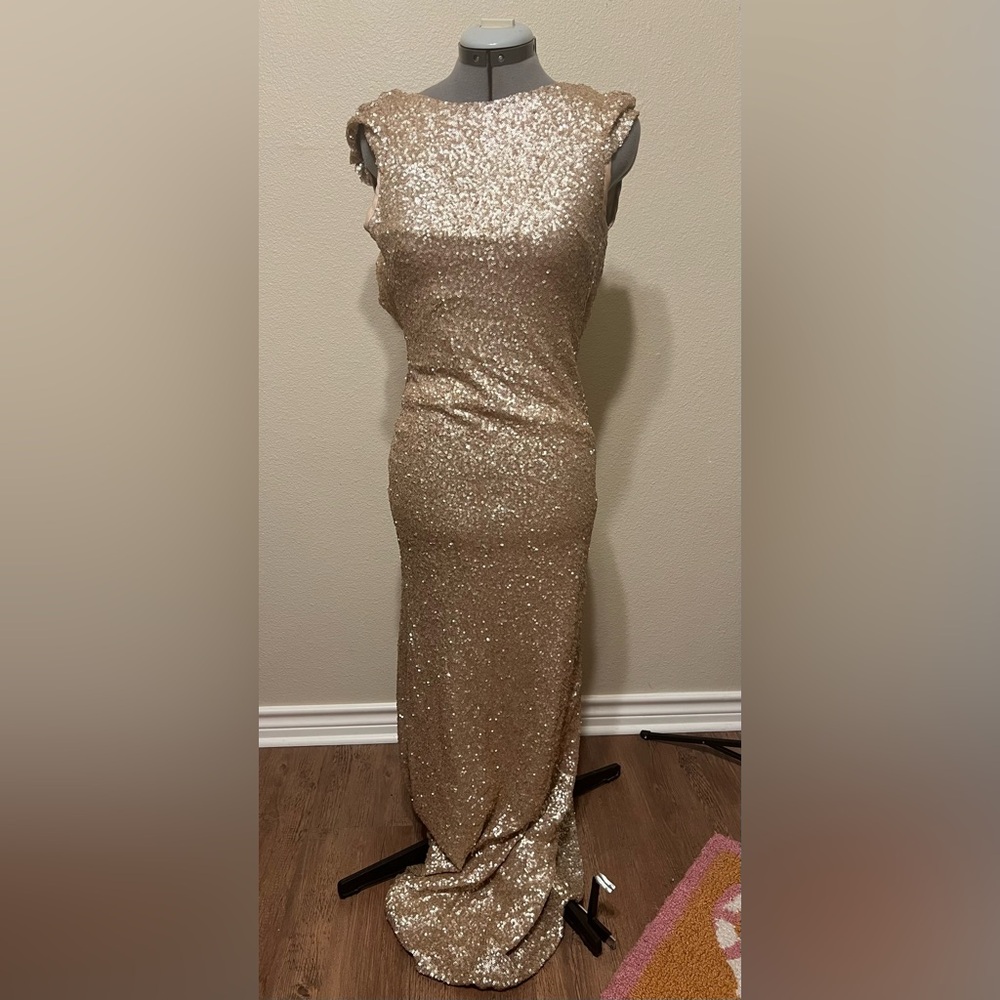 Vintage SORELLA VITA Gold Sequin Sleeveless Gown